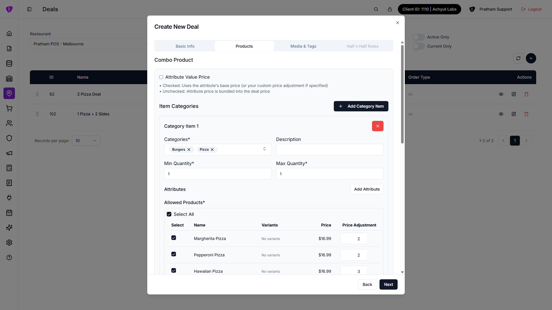 Add products to deal flow
