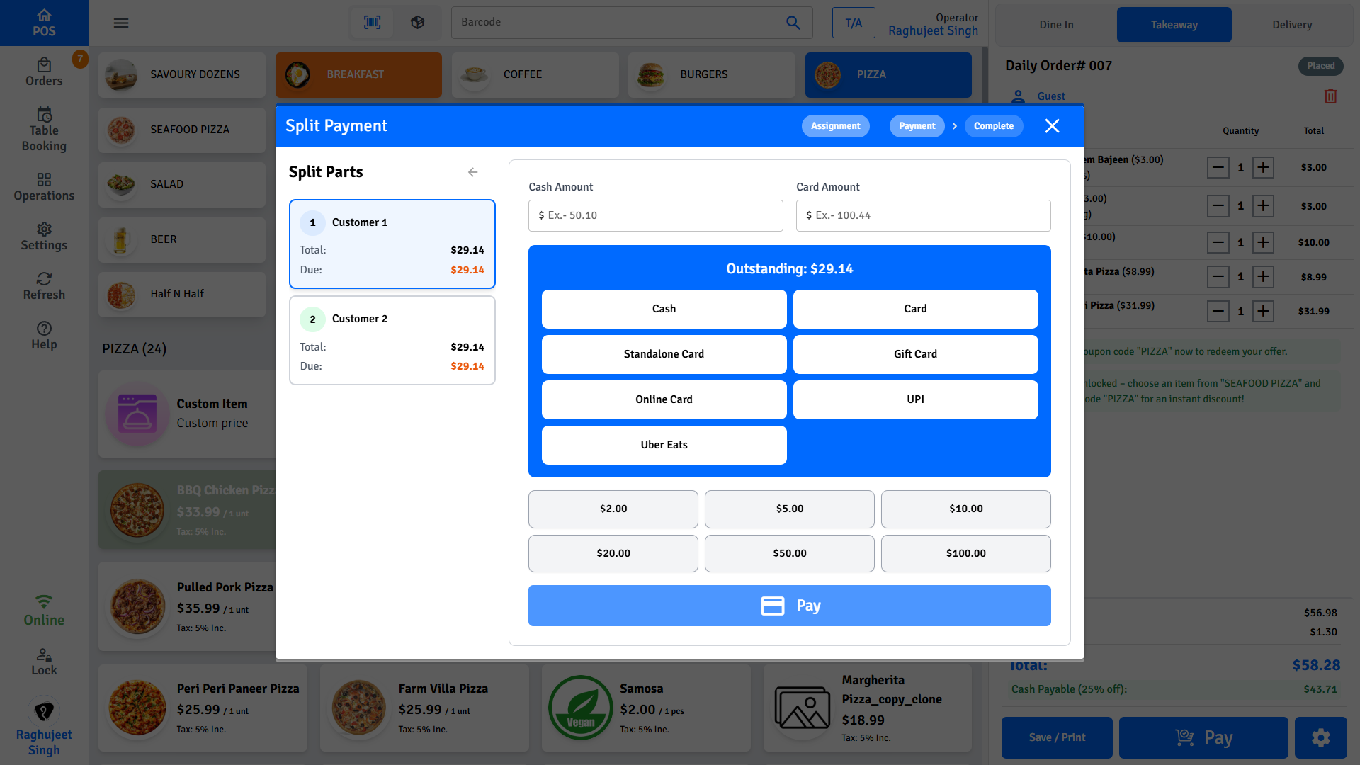 Pratham POS Split Payment Pratham POS split payment - divide a bill across multiple people at a dine-in table